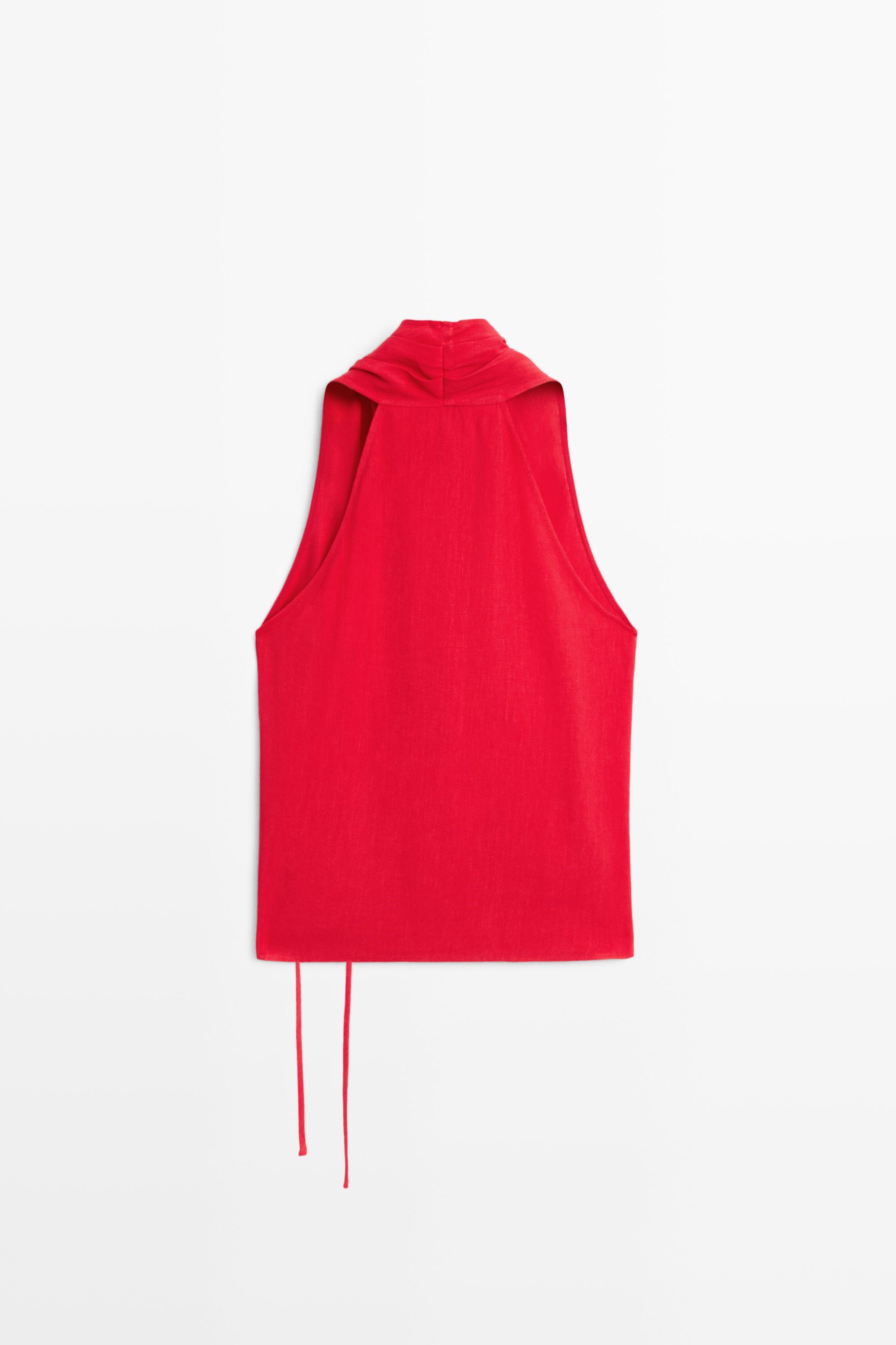 Linen halter top with tie detail